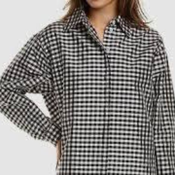 Michael Kors Collection Women’s Black/White Gingham Button Down Shirt Size 12